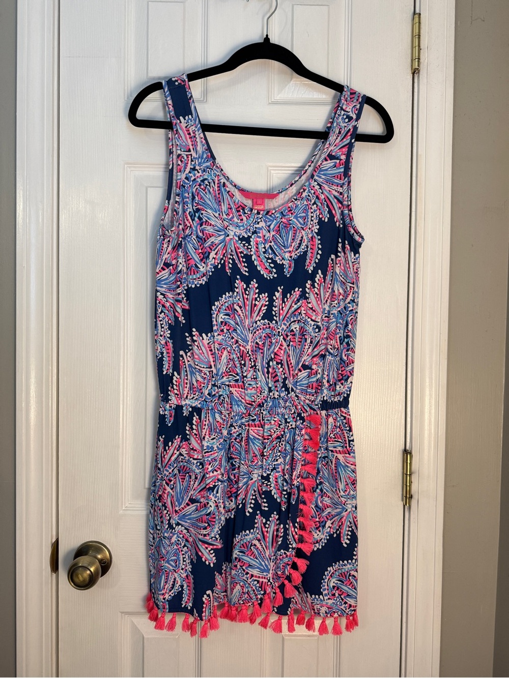 Lilly Pulitzer Navy Pink Blue Printed Tank Romper
